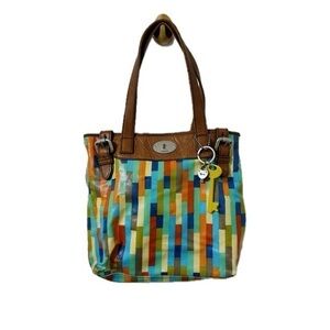 Vintage Fossil “Key Per” Bag in Retro Offset Stripe